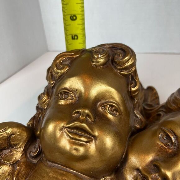 Antique 3D Cherub Angels Plaster Chippy Gold Baroque Heavy Vintage Wall Art - Picture 8 of 8
